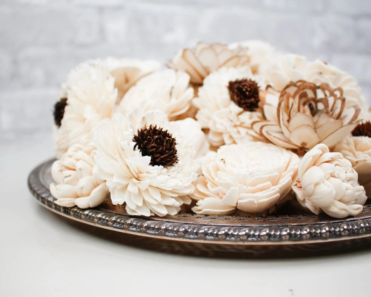 100 Random Assorted Wood Flowers 16 100 Random Assorted Wood Flowers - Image 14