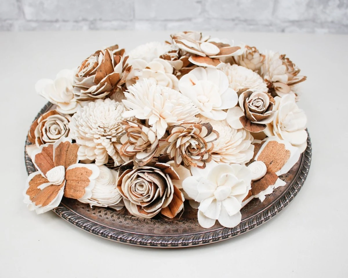 100 Random Assorted Wood Flowers 7 100 Random Assorted Wood Flowers - Image 5