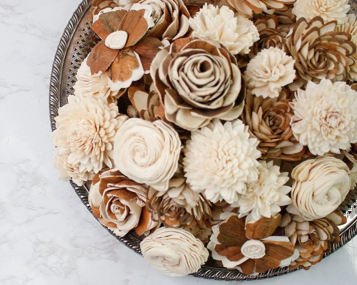 100 Random Assorted Wood Flowers 8 100 Random Assorted Wood Flowers - Image 6