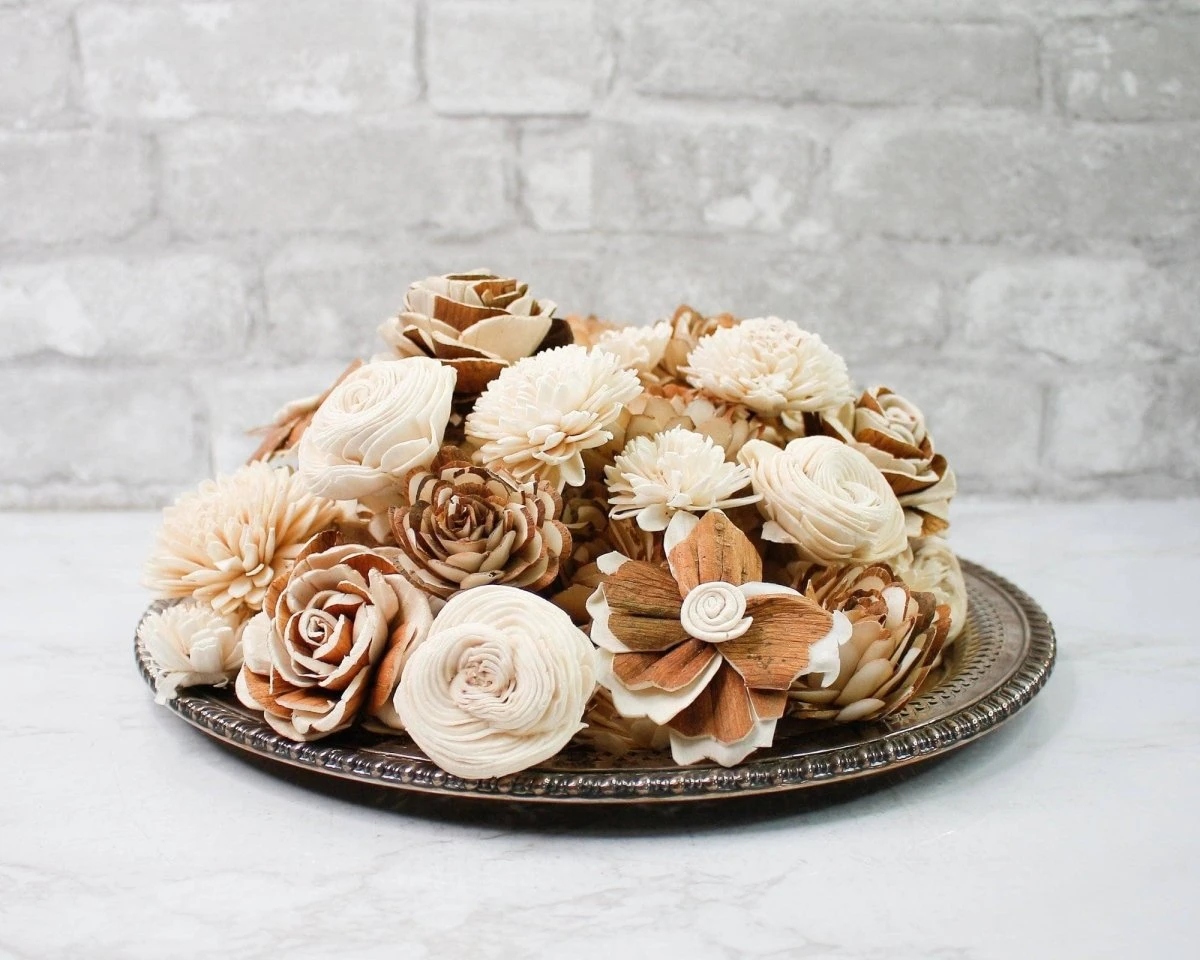 100 Random Assorted Wood Flowers 6 100 Random Assorted Wood Flowers - Image 4