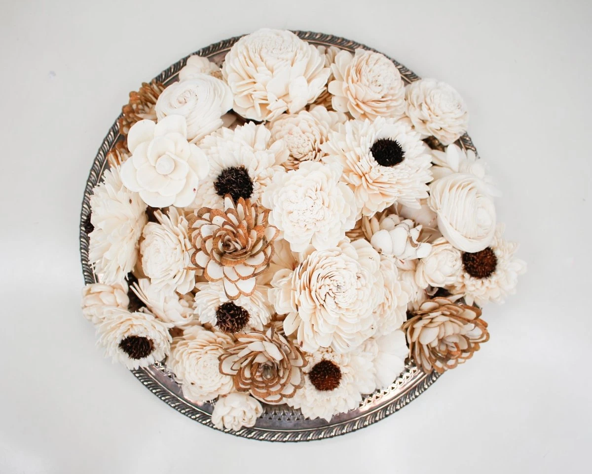 100 Random Assorted Wood Flowers 14 100 Random Assorted Wood Flowers - Image 12