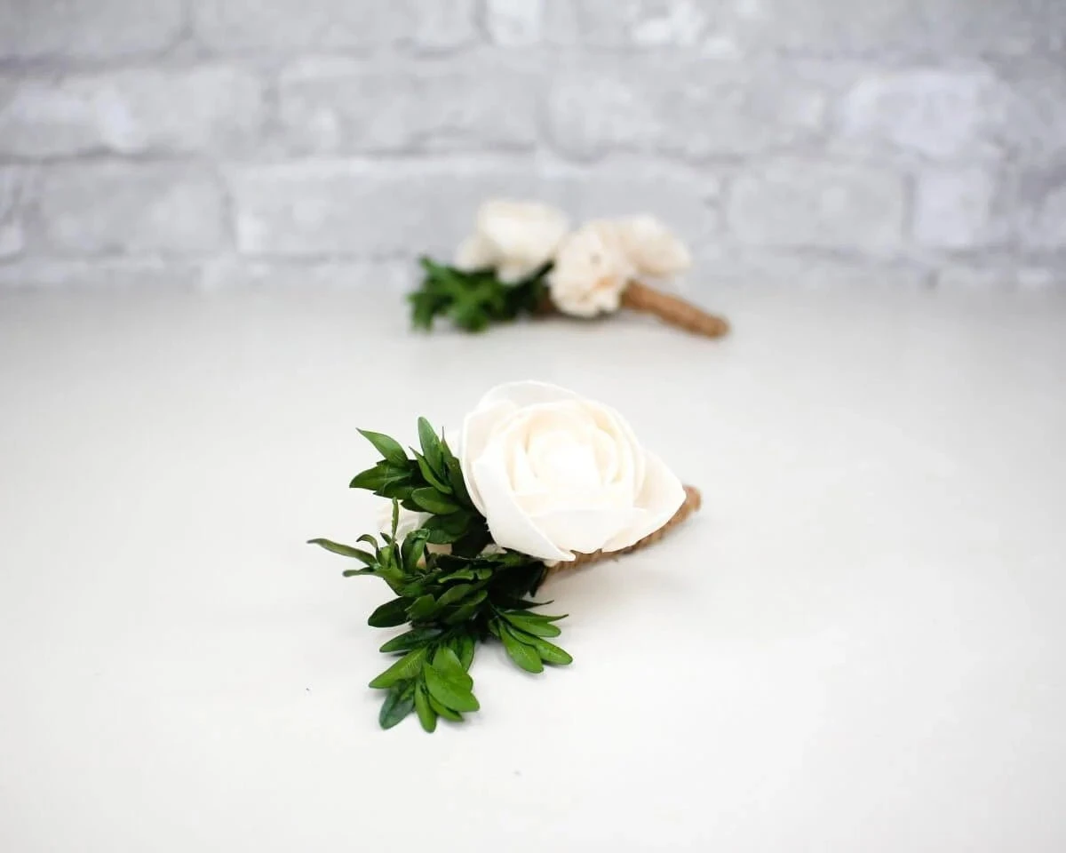Boxwood Boutonniere (Set Of 3) 4 Boxwood Boutonniere (Set Of 3) - Image 2